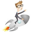Businessman, rocket, spaceship, start-up, success