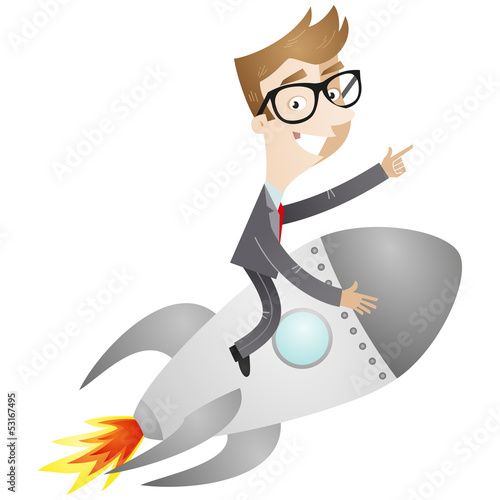 Vector: Businessman, rocket, spaceship, start-up, success Businessman, rocket, spaceship, start-up, success