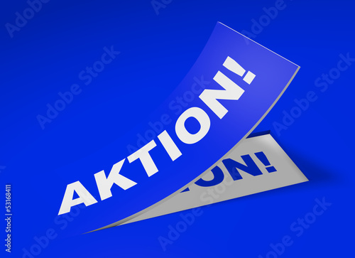 Illustration: 3D Etikett Blau - Aktion 3D Etikett Blau - Aktion