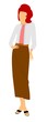 redheaded lady in fifties casual long dress