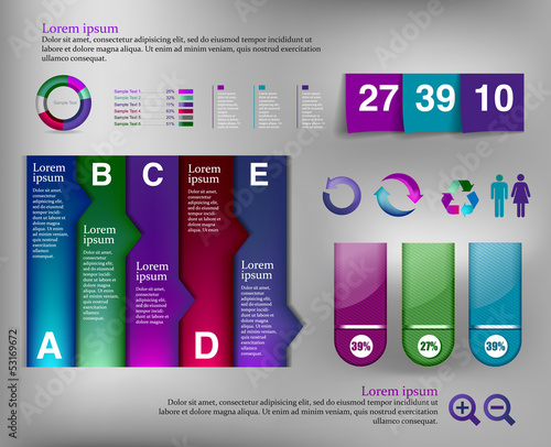 Vector: Post note papert and infographic element Post note papert and infographic element