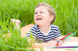 Photo: Little boy is playing with pencils Little boy is playing with pencils