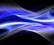 Abstract bright blue waves on black background