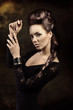 dark sensual fashion girl with creative hair-style