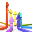 Colorful arrows represent the development.