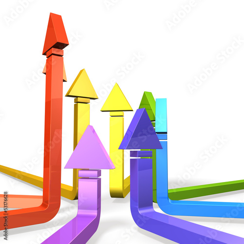 Illustration: Colorful arrows represent the development. Colorful arrows represent the development.