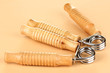 Modern hand trainer on beige background
