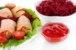 Stuffed cabbage rolls isolated on white
