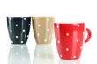 Zdjęcie: Three cups of polka dot isolated on white Three cups of polka dot isolated on white