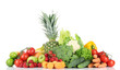Assortment of fresh fruits and vegetables, isolated on white