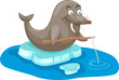 cartoon seal fishing