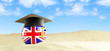 Photo: English language on holiday, graduation cap at the beach English language on holiday, graduation cap at the beach