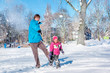Photo: Father and daughter playing snowball Father and daughter playing snowball