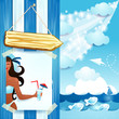 Vektor: Summer background with attractive girl Summer background with attractive girl