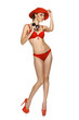 Photo: Full length of woman in red bikini wearing straw hat Full length of woman in red bikini wearing straw hat