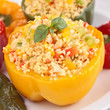 cooked bell pepper with couscous and vegetable