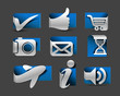 Internet label style icons set design.