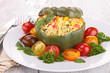 cooked bell pepper with couscous and vegetable