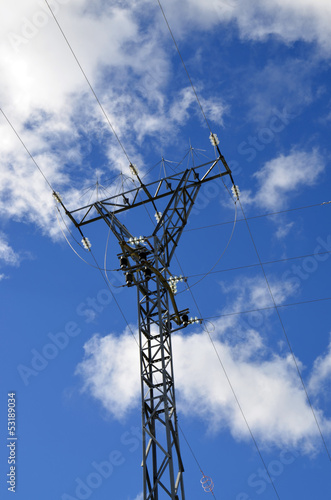 Photo: electricity pylon and white clouds electricity pylon and white clouds