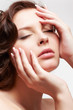 brunette woman with manicure