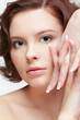 brunette woman with manicure