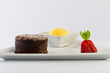 Hot chocolate fondant with ice cream