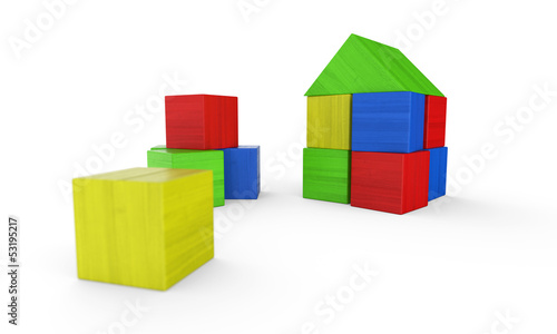 Illustration: Wir bauen uns ein Haus aus bunten Bauklötzen 4 Wir bauen uns ein Haus aus bunten Bauklötzen 4