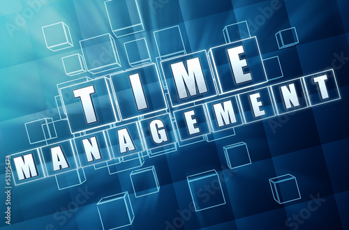 Illustration: time management in blue glass cubes time management in blue glass cubes