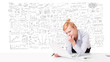 Pretty businesswoman planning and calculating various business i