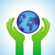 Vector ecology concept - hands holding globe icon