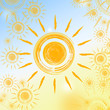 Illustration: summer background with yellow suns summer background with yellow suns