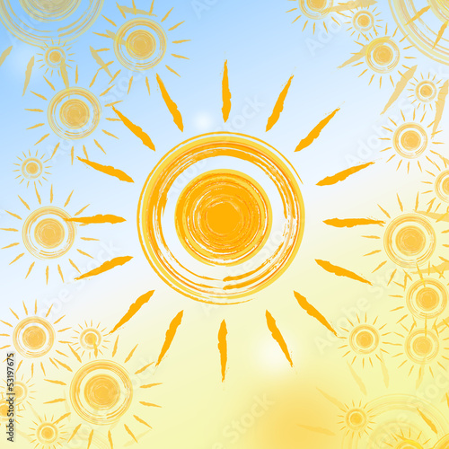 Illustration: summer background with yellow suns summer background with yellow suns