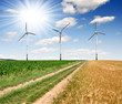Field way with wind turbines