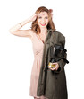 Photo: Vintage american pinup girl. Army style Vintage american pinup girl. Army style