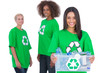 Foto: Female activist holding recycling box Female activist holding recycling box
