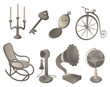 Antique objects set