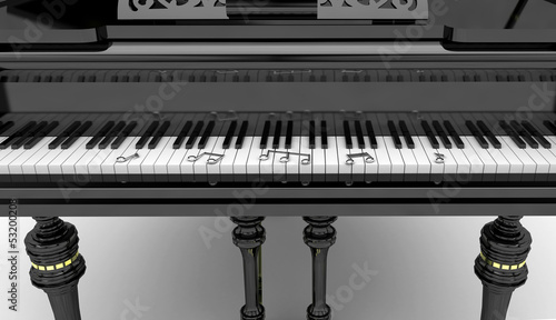 Illustration: Musica pianoforte tastiera concerto note 3d Musica pianoforte tastiera concerto note 3d