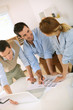 Creative team selecting image shots