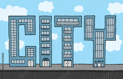 Illustration: Buildings forming city Buildings forming city