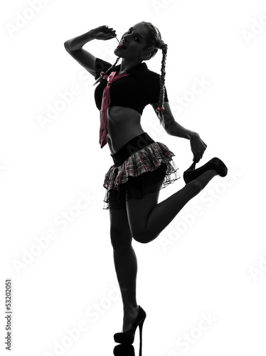 Photo: sexy woman in schoolgirl costume portrait silhouette sexy woman in schoolgirl costume portrait silhouette