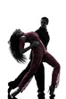 couple man woman ballroom dancers tangoing  silhouette