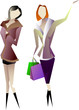 Vector drawing women in jackets