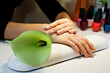 Manicure nail paint pink color