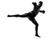 one man exercising thai boxing silhouette