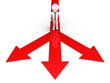 Illustration: Businessman has to choose direction Businessman has to choose direction