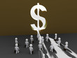 Illustration: Businessmen find the dollar-shaped openning Businessmen find the dollar-shaped openning