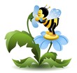 Bee On Blue Flower Bee On Blue Flower