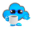 Cloud enjoys a cup of coffee