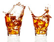 Whiskey splash isolated on white background