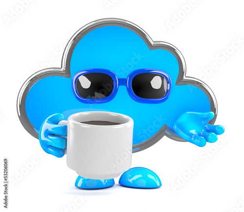 Illustration: Cloud enjoys a cup of coffee Cloud enjoys a cup of coffee
